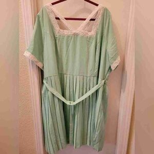 Mint Green Dress with Lace Trim